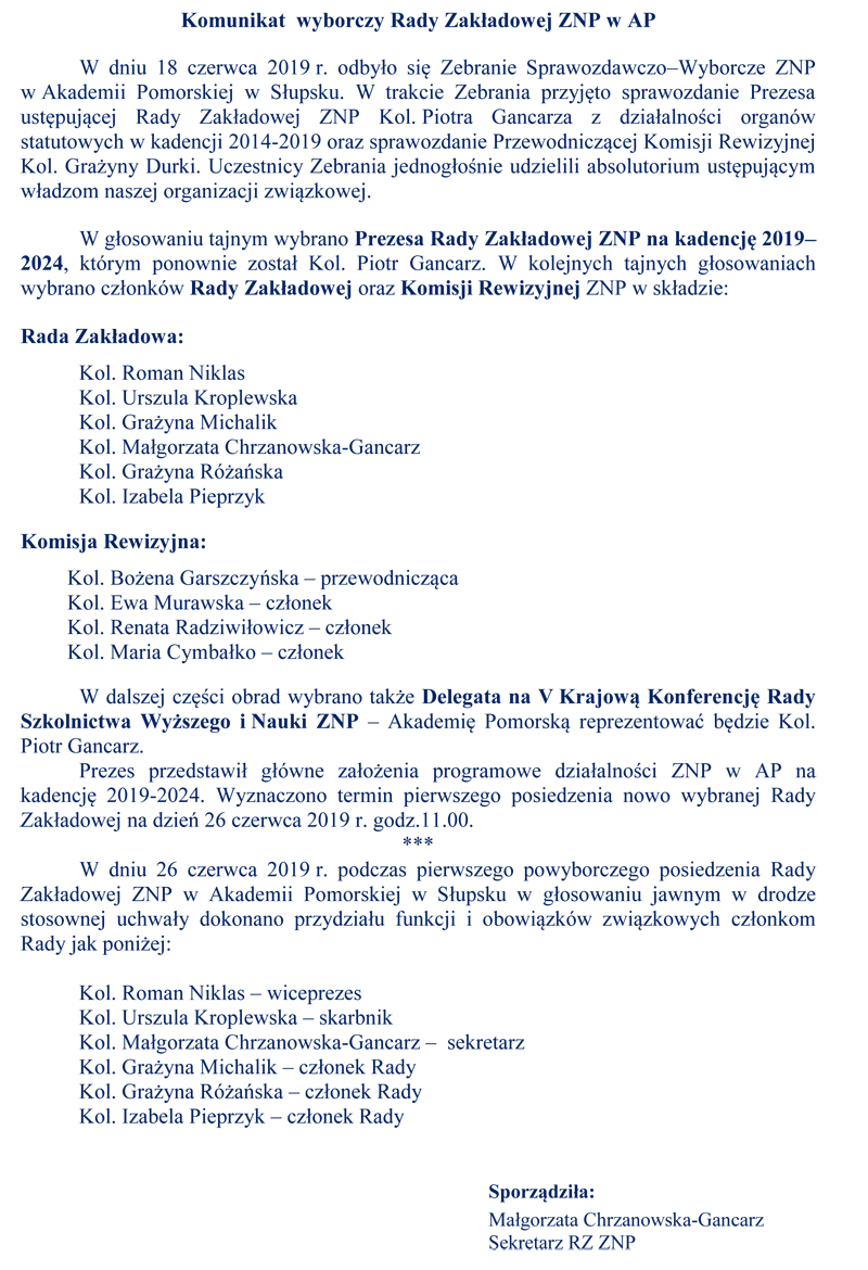Komunikat wyborczy